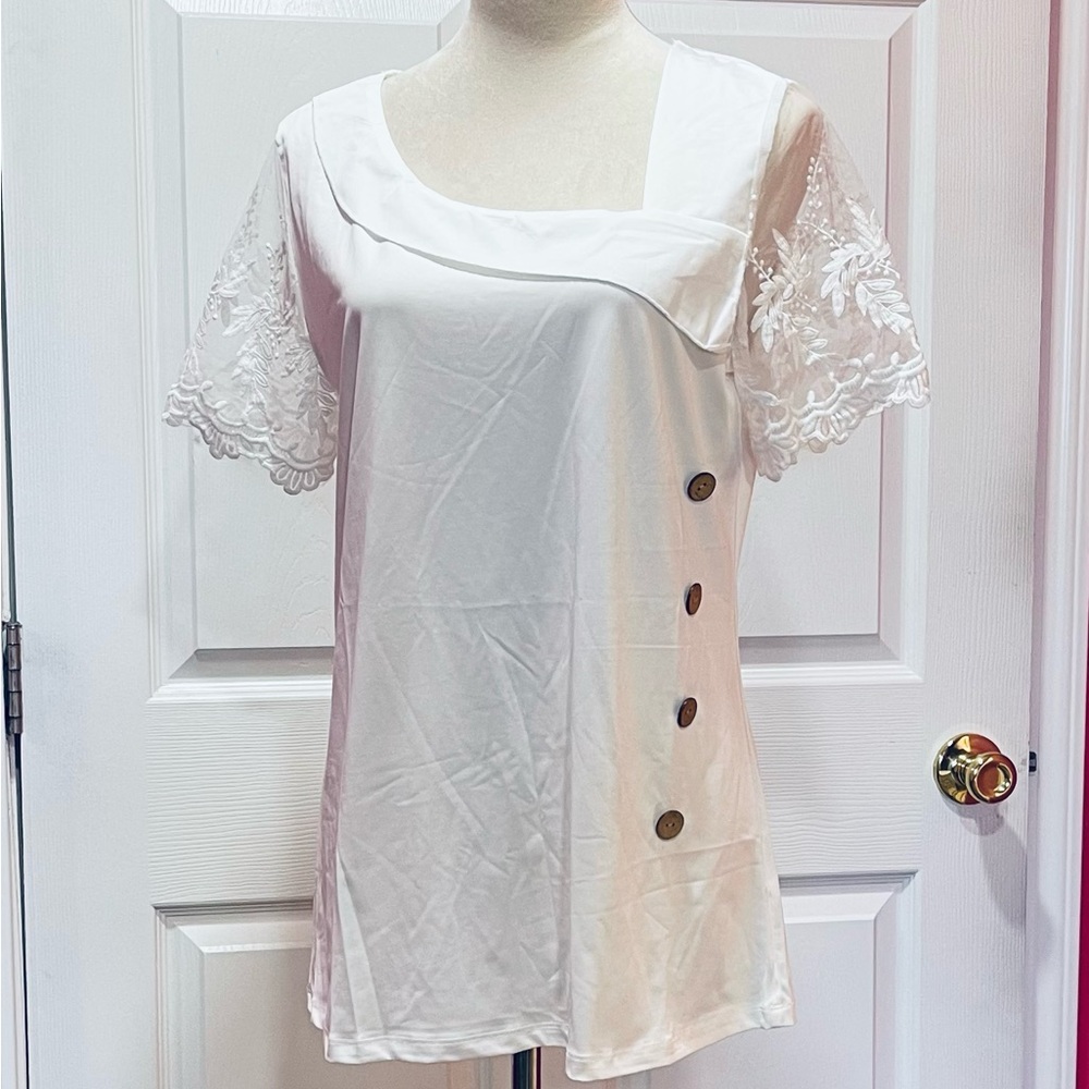 Elegant White Lace Sleeve Women's